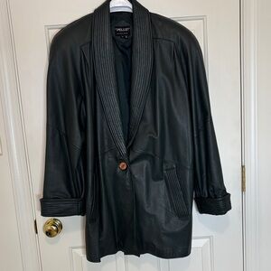 PELLE New York - Milano Women's Vintage Dark Green Leather Coat - Size: M